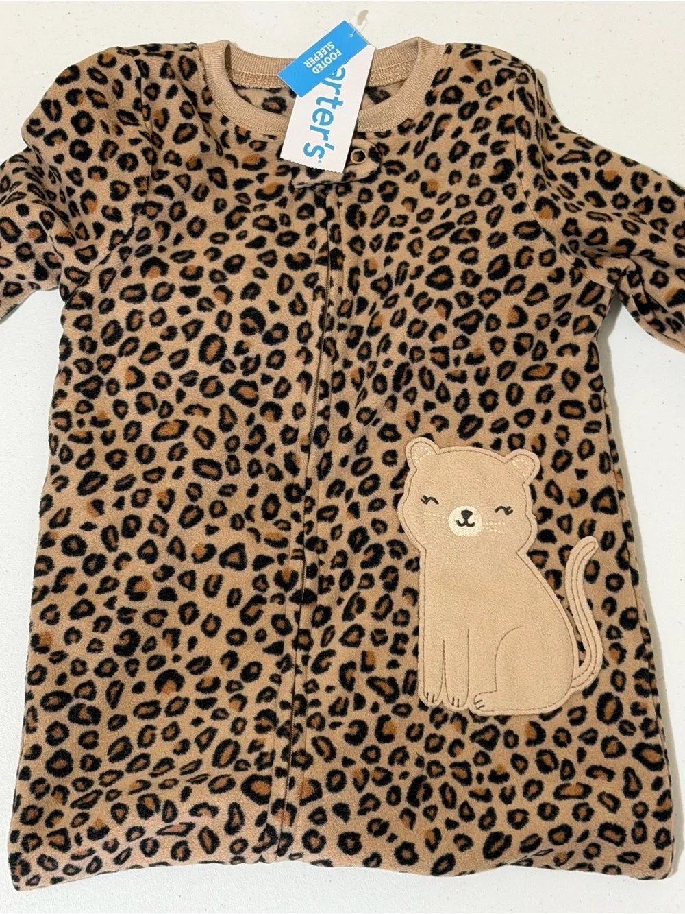 Carters Kids Leopard Print One-Piece Footed Pajamas size 2T